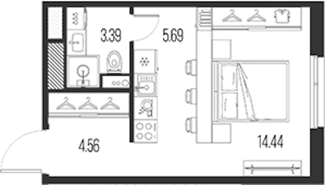 Квартира студия 28.08 м², 2/10 эт., ЖК «LEGENDA Васильевского»